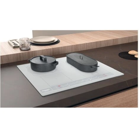 Hotpoint HB 8460B NE/W Piano Cottura Ad Induzione 4 Zone 9 Livelli Di Potenza + Booster Combi Duo Blocco Comandi Adattatore Di Potenza 59cm Bianco - immagine 2