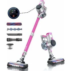 Aspirapolvere Senza Fili, BuTure 33Kpa/400W Scopa Elettrica Senza Fili Potente Con Display Touch E LED, 55min Batteria Rimovibile, 4 In 1 Aspirapolvere Per Peli Animali/Pavimenti/Tappeti/Divano