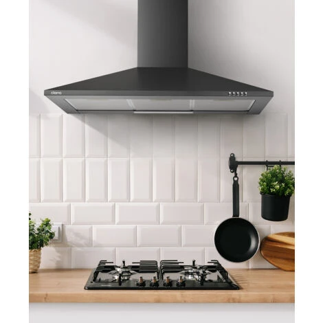 CIARRA 90cm Cappa A Parete Piramide 201BK90 - 350m³/h 3 Velocità Regolabili Silenziosa Con Filtri Rimovibili E Lavabili Nero - immagine 3