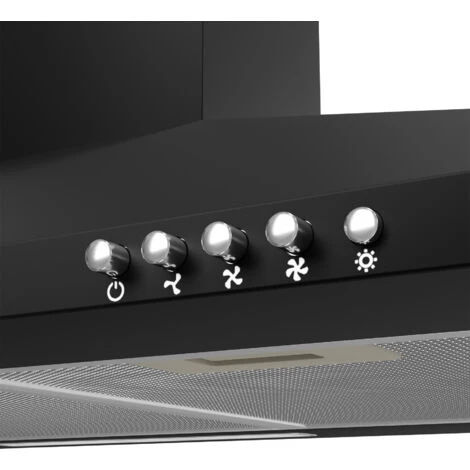 CIARRA 90cm Cappa A Parete Piramide 201BK90 - 350m³/h 3 Velocità Regolabili Silenziosa Con Filtri Rimovibili E Lavabili Nero - immagine 4