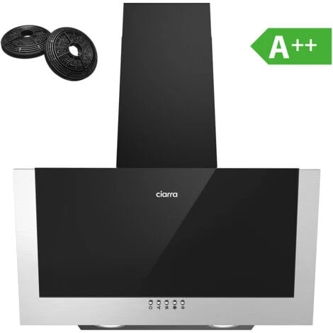 CIARRA Cappa Ad Angolo 60cm Con Aspirazione A 3 Velocità 736CBK60 - Nero Silenziosa E Facile Da Pulire