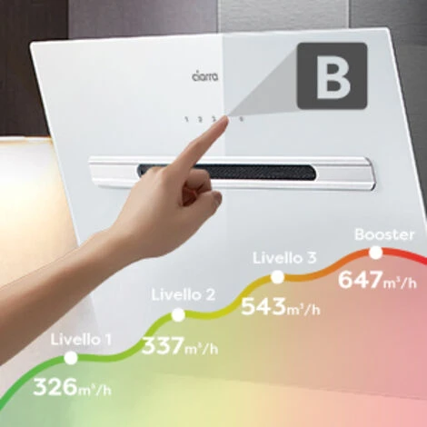 CIARRA Cappa Aspirante Controllo WiFi APP CD6736GS - Bianco, 3 Velocità, 750 M³/h, Controllo APP, 60 Cm, Filtro In Alluminio, Facile Da Pulire - immagine 3