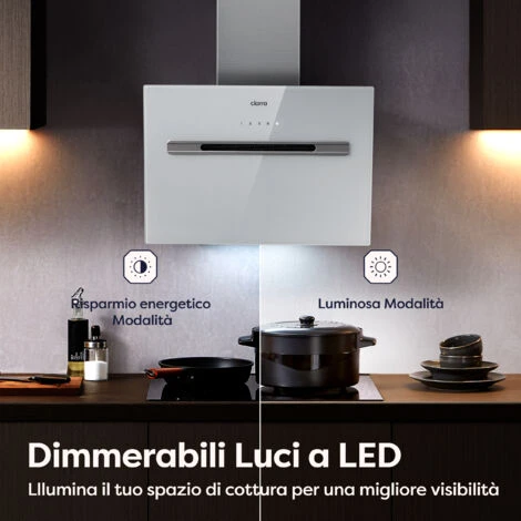 CIARRA Cappa Aspirante Controllo WiFi APP CD6736GS - Bianco, 3 Velocità, 750 M³/h, Controllo APP, 60 Cm, Filtro In Alluminio, Facile Da Pulire - immagine 5