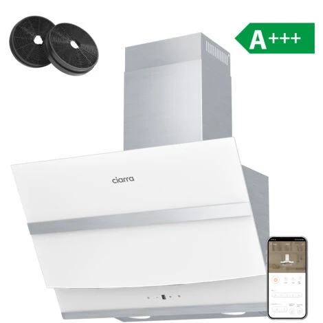 CIARRA 60cm Cappa Ad Angolo Touch Control 650 M³/h 736NWH60 - Bianco, Silenziosa