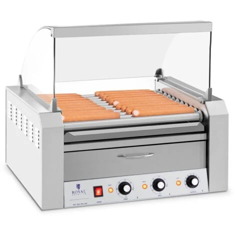 Cuoci Hot Dog Macchina Professionale Acciaio Inox Vetro Temperato 11 Rulli 2600W