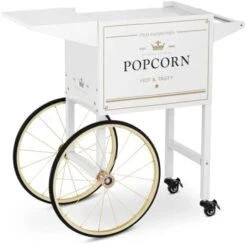 Carretto Per Macchina Per Pop Corn Carrello Pop-Corn Freni Scomparto Bianco/Oro