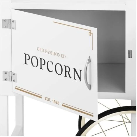 Carretto Per Macchina Per Pop Corn Carrello Pop-Corn Freni Scomparto Bianco/Oro - immagine 2