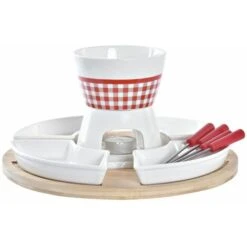 Fonduta DKD Home Decor Rosso 26,5 X 26,5 X 1,5 Cm (10 Pcs)