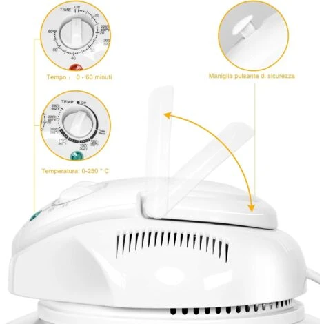 RELAX4LIFE Forno Ad Aria Ventilato Con Capacità 17 Litri, Forno Alogeno Per Cottura Senza Olio, Forno Multifunzione Con Temperatura Regolabile 65°C-250°C, Funzione Timer E Potenza 1200-1400W - immagine 3