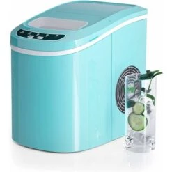 RELAX4LIFE Macchina Per Ghiaccio, Macchina Del Ghiaccio Cubetti, Fabbricatore Ghiaccio Domestico Silenzioso Ed Efficiente, Con Cestello E Paletta Per Ghiaccio, 24,2x35,8x32,8 Cm (Verde)