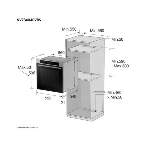 Samsung NV7B4040VBS Forno Elettrico Multifunzione Da Incasso A Vapore Capacità 76 Litri Classe Energetica A 20 Programmi Wi-Fi Vocale Assistente 59,5 Cm Nero/Acciaio Inossidabile - immagine 3