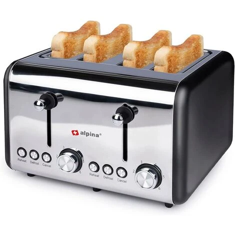 Alpina Tostapane 4 Fette Di Pane 6 Livelli Di Doratura Scongelamento Riscaldamento