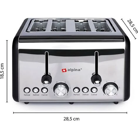 Alpina Tostapane 4 Fette Di Pane 6 Livelli Di Doratura Scongelamento Riscaldamento - immagine 2