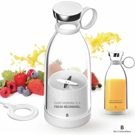 Borraccia Per Frullatore Portatile Senza Fili Da 380 Ml Per Frullati E Frullati Con Caricatore A Induzione Senza BPA (bianco) - immagine 5