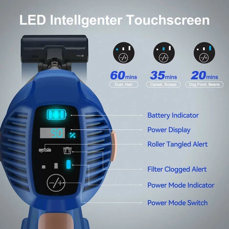 Aspirapolvere A Batteria Yisora 25 KPA, Aspirapolvere 2 In 1, Aspirapolvere A Sacco E Senza Fili, Display A LED, Motore Brushless Da 265 W Fino A 60 Minuti, Aspirapolvere Senza Sacchetto Per Tappeti, Pavimenti, Peli Di Animali Domestici - immagine 4