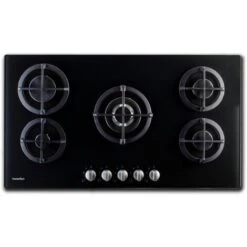 PremierTech PC5G90V Piano Cottura A Gas 5 Fuochi 90cm Vetro Nero