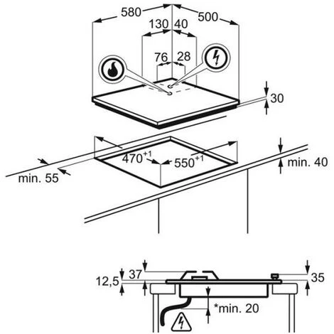 Piano Cottura Misto 60cm 4 Fuochi Bianco - Fgm64300w - Faure - immagine 2