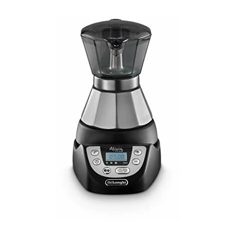 DeLonghi Alicia PLUS EMKP 21.B Caffettiera Moka Elettrica 1-2 Tazze, Caffè Caldo Per 30 Minuti, Funzione Orzo, Spegnimento Automatico, Risparmio Energetico, Facile Da Usare E Da Pulire, 450 W,Argento