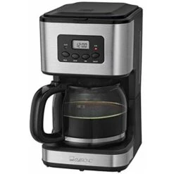 Clatronic KA 3642 Macchina Per Caffè Con Filtro Per 12 14 Tazze, 1,5 L, Acciaio Inossidabile, Timer, Inox Nero