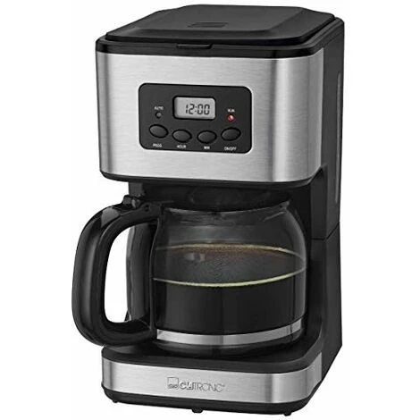Clatronic KA 3642 Macchina Per Caffè Con Filtro Per 12 14 Tazze, 1,5 L, Acciaio Inossidabile, Timer, Inox Nero