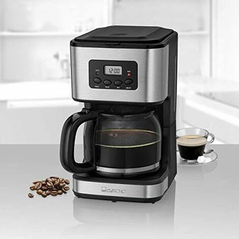 Clatronic KA 3642 Macchina Per Caffè Con Filtro Per 12 14 Tazze, 1,5 L, Acciaio Inossidabile, Timer, Inox Nero - immagine 3