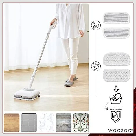 Woozoo ® By Ohyama, Set Di 2 Tamponi Morbidi, Progettato Per Assorbire Liquidi, Poliestere/nylon, Lavabile A Mano, Per Electric Mop IC-M01 - Soft PadMC-S01 - Bianco - immagine 3