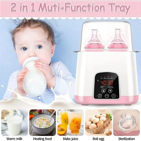 Scaldabiberon Elettrico, Sterilizzatore Per Biberon Elettrico Portatile 6 In 1 Con Display A LED E Controllo Della Temperatura, Per Sterilizzare/scongelare/riscaldare Gli Alimenti - immagine 3