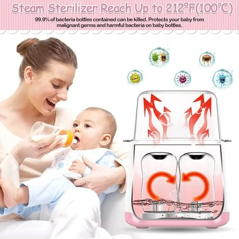 Scaldabiberon Elettrico, Sterilizzatore Per Biberon Elettrico Portatile 6 In 1 Con Display A LED E Controllo Della Temperatura, Per Sterilizzare/scongelare/riscaldare Gli Alimenti - immagine 5