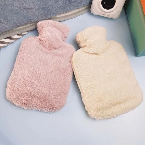 Nuova Borsa Scaldamani, Borsa Dell'acqua Calda Con Copertura In Tessuto Peluche A Due Mani, Borsa Scaldamani Riempita D'acqua In PVC (rosa) - immagine 3