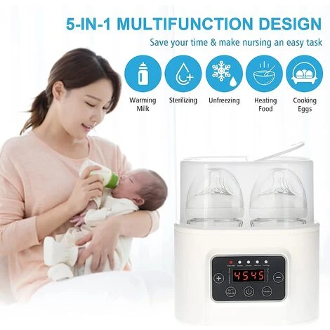 Scaldabiberon 5 In 1 Scaldabiberon Digitale Con Timer Sterilizzatore A Vapore Con Display Digitale Per Scongelamento Biberon - immagine 2