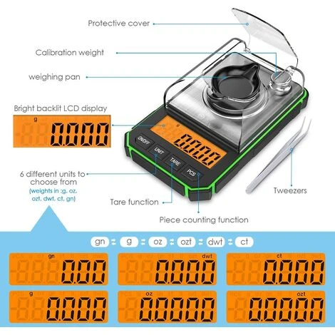 Bilancia Di Precisione 0,001 G, Bilancia Postale Digitale 50 G /0,001 G, Bilancia Digitale Con Display LCD, Bilancia Oro, Bilancia A Monete, Bilancia Per Gioielli Con Peso Di Calibrazione In Acciaio I - immagine 4