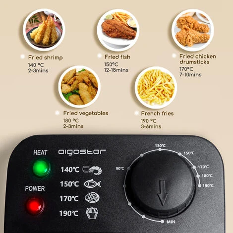 Aigostar Feast - Friggitrice Doppia Vasca. Capacità Totale 6L, 2 Cestelli Da 3L. Controllo Termostatico, Coperchi Con Finestre. Friggitrice Elettrica Professionale Senza BPA.3600W - immagine 2