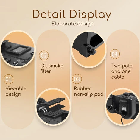 Aigostar Feast - Friggitrice Doppia Vasca. Capacità Totale 6L, 2 Cestelli Da 3L. Controllo Termostatico, Coperchi Con Finestre. Friggitrice Elettrica Professionale Senza BPA.3600W - immagine 5