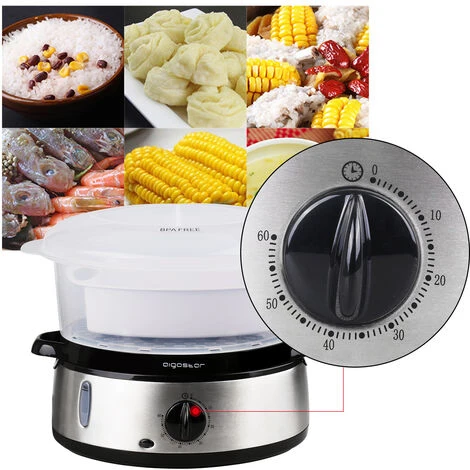 Aigostar Fitfoodie 30INA - Vaporiera Elettrica In Acciaio Inox, Con Timer, 3 Cestini, 800W, BPA Free Fornetti A Vapore Design Esclusivo - immagine 5