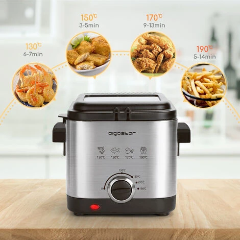 Aigostar Fries 30IZD - Friggitrice Compatta Da 1,5 L In Acciaio Inox, 1000 Watt Con Finestra Di Visualizzazione, Controllo Temperatura, Design Esclusivo. - immagine 2