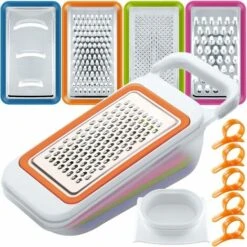 Affettaverdure 4 Pezzi, Grattugia Tritatutto, Grattugia A Spirale Per Carote, Formaggio, Cetriolo, Pomodoro E Zucchine