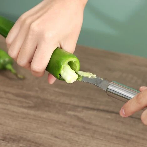 Affettaverdure Cutter Detorsoli Estrattore Di Semi Pomodoro Pepe Gadget In Acciaio Inossidabile Dispositivo Per Frutta Carota Con Semi Jalapeno Detorsolatore - immagine 5