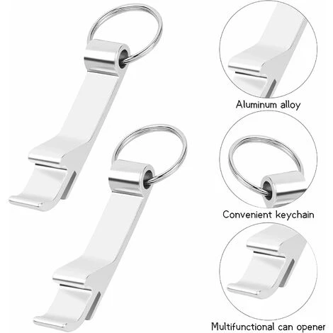 Portachiavi Apribottiglie, Mini Apribottiglie In Alluminio Per Birra - Chiave Apribottiglie, Per Apribottiglie Con Gambe - Portachiavi Apribottiglie Tascabile Per Birra, 2 Monete D'argento - immagine 2