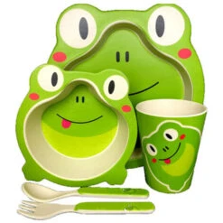 Set Pappa 5pz Stoviglie Per Bambini In Melamina Svezzamento Piatto Ciotola Tazza