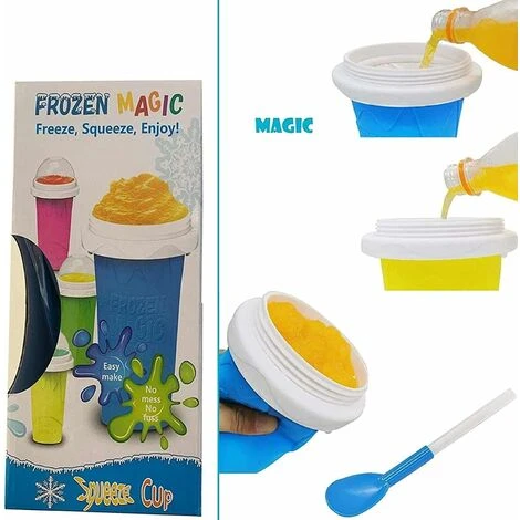 Fai Da Te Slushy Maker Cup Doppi Strati Coppa Di Silice, Frullato Pinch Ice Cup, Tazza Di Raffreddamento, Strumenti Per Freeeze, Tazza Di Spremitura Portatile Ghiacciata, Macchina Per Il Latte Fatta I - immagine 2