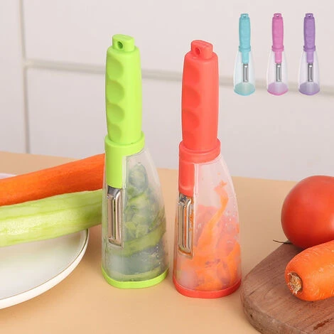 Coltello Spelucchino Multifunzionale Con Tubo Di Conservazione Per Pelapatate Per Verdure E Frutta, Forniture Per La Casa, Gadget Da Cucina - immagine 3