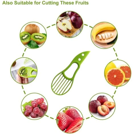 3-in-1 Avocado Affettatrice Shea Corer Burro Pelapatate Cutter Separatore Di Polpa Coltello Di Plastica Utensili Da Cucina Per Verdure Accessorio Per La Casa - immagine 3