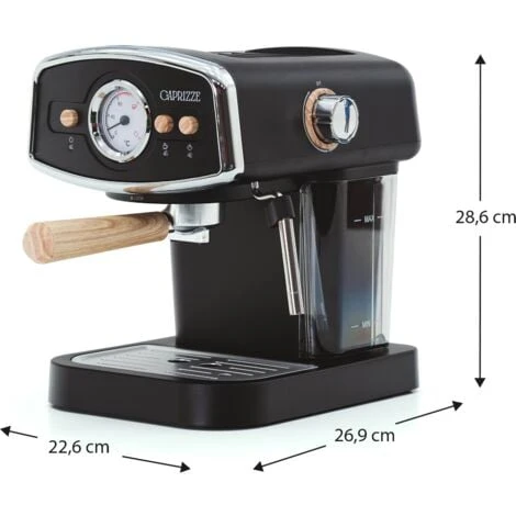 Macchina Caffé Express Semi-automatica Caprizze Kai 1050 W 15 Bar Capacitá Per 5 Tazzine Con Vaporizzatore Colore Nero Opaco - immagine 4