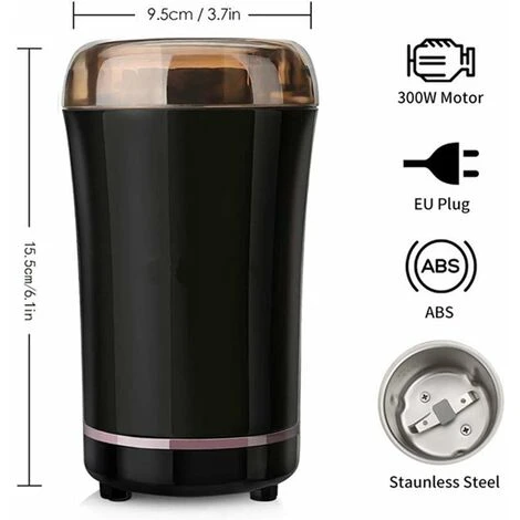 Macinacaffè Elettrica 300W, Con Lame In Acciaio Inossidabile E Spazzola Per La Pulizia - immagine 2