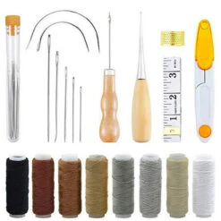 31Pcs In Pelle Filo Cerato Strumento Del Mestiere Accessori Per Cucire FAI DA TE In Pelle Aghi Per Cucire A Mano Per Tappeto In Pelle Tela Cucito FAI DA TE