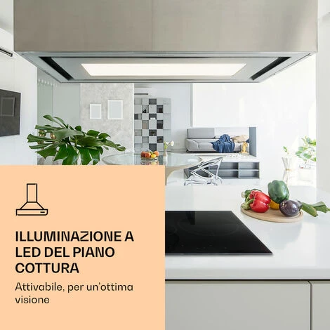 Klarstein Remy Brilliant Edition- Cappa A Isola, 90 Cm, 609 M³/h, Classe Energetica A, LED, Vetro - immagine 2
