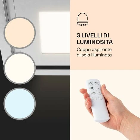 Klarstein Remy Brilliant Edition- Cappa A Isola, 90 Cm, 609 M³/h, Classe Energetica A, LED, Vetro - immagine 3