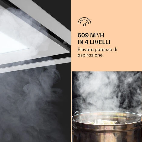 Klarstein Remy Brilliant Edition- Cappa A Isola, 90 Cm, 609 M³/h, Classe Energetica A, LED, Vetro - immagine 4