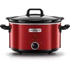 Crock-Pot Crockpot Pentola Per Cottura Lenta, Slow Cooker, Capienza 3.5 Litri, Fino A 4 Persone, 2 Impostazioni Cottura E Funzione Mantenimento In Caldo, 210 W, Ceramica, Rosso, ‎24 X 30.51 X 32.99 Cm 4 Kg