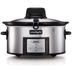 Crock-Pot Slow Cooker Auto Mescolante Digitale E Programmabile, Capacità 5.7 Litri, Adatto Fino A 6 Persone, Argento
